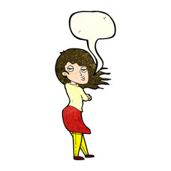 cartoon woman making photo face with speech bubble