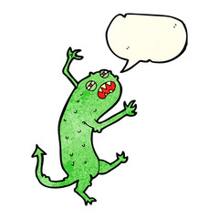 cartoon little monster with speech bubble