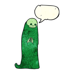 cartoon halloween ghoul with speech bubble