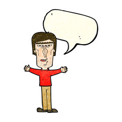 cartoon angry man with speech bubble