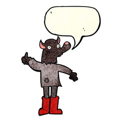 cartoon funny werewolf with speech bubble