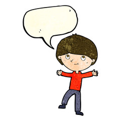 cartoon excited boy with speech bubble