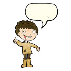 cartoon excited boy with speech bubble