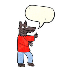 cartoon funny werewolf with speech bubble