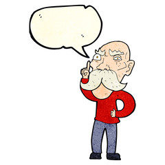 cartoon annoyed old man with speech bubble