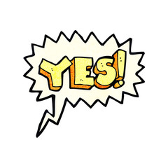 cartoon yes symbol with speech bubble