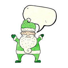 cartoon stressed out santa with speech bubble