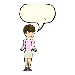 cartoon confused woman with speech bubble