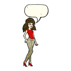 cartoon pretty woman with speech bubble
