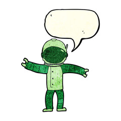cartoon astronaut with speech bubble