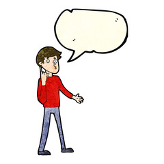 cartoon man asking question with speech bubble