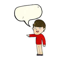 cartoon pointing man with speech bubble
