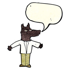 cartoon wolf with speech bubble