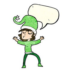 santa's helper cartoon with speech bubble