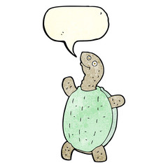 cartoon happy turtle with speech bubble