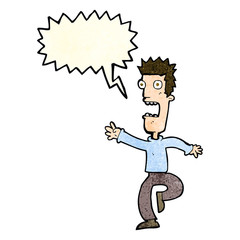cartoon shrieking man with speech bubble
