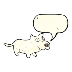 cartoon happy little dog with speech bubble