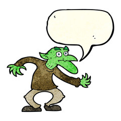 cartoon goblin with speech bubble