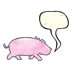 cartoon hippopotamus with speech bubble