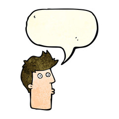 cartoon surprised man with speech bubble