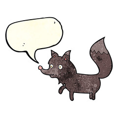cartoon wolf cub with speech bubble