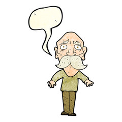 Fototapeta premium cartoon sad old man with speech bubble