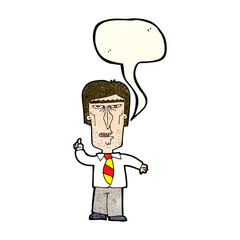 cartoon grumpy boss with speech bubble