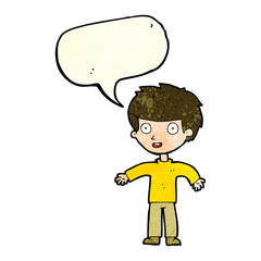 cartoon happy man with speech bubble