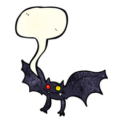 Obraz premium cartoon vampire bat with speech bubble
