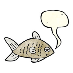 cartoon funny fish with speech bubble