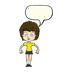 cartoon pretty girl with speech bubble