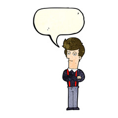 cartoon bored man with speech bubble