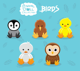 Baby Birds Doll Cartoon Vector Illustration