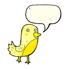 cartoon yellow bird with speech bubble