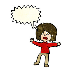 cartoon unhappy person with speech bubble