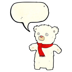 cartoon cute polar bear with speech bubble