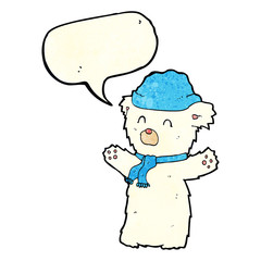 cartoon cute polar bear with speech bubble