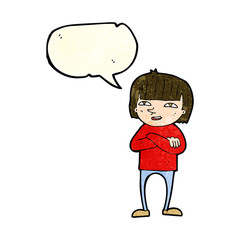 cartoon happy person with speech bubble