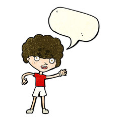 cartoon sporty person with speech bubble
