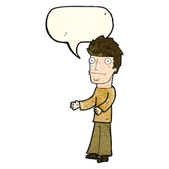 cartoon confused man with speech bubble
