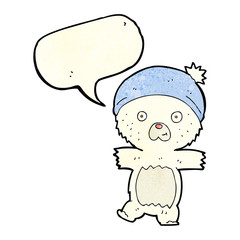 cartoon cute polar bear with speech bubble