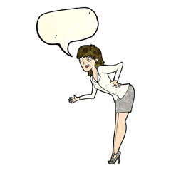 cartoon businesswoman explaining with speech bubble