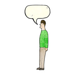cartoon tall man with speech bubble
