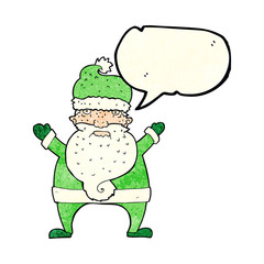 cartoon ugly santa claus with speech bubble