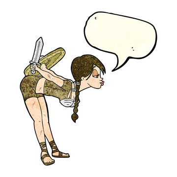 recommend clip art: cartoon viking girl bowing with speech bubble