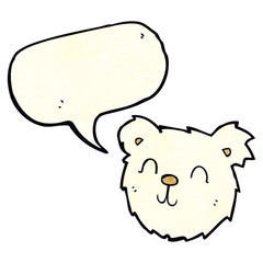 cartoon happy polar bear face with speech bubble