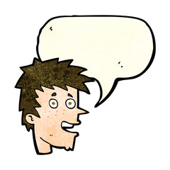 cartoon happy boy face with speech bubble