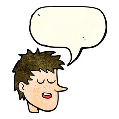 cartoon happy boy face with speech bubble