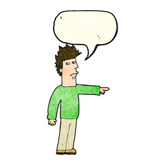 cartoon man pointing with speech bubble