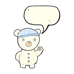 cartoon polar bear cub with speech bubble